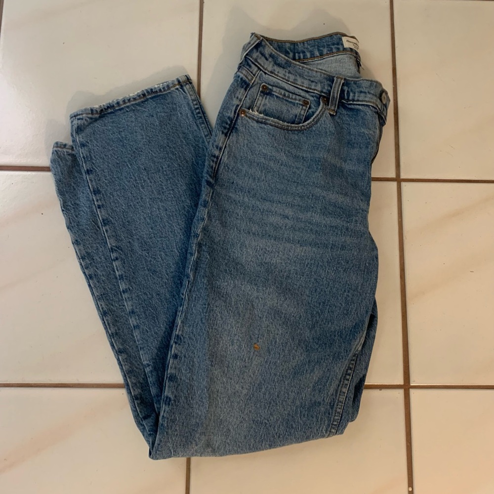 Abercrombie & Fitch Blue Straight Leg Jeans Curve Love